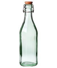 Glass bottle on transparent background. Commonly used for storage or transport.