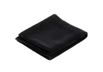Black microfiber lens cleaning cloth isolated on white or transparent background, symbolizing precision care, optical cleaning, and gadget maintenance, ideal for technology and accessory visuals.
