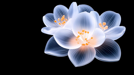 Fototapeta premium Translucent Floral Art on Black Background