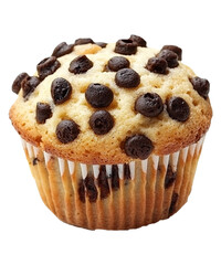 Muffin on transparent background. A small domed spongy cake made from batter.