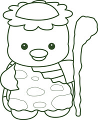 Outline of Kawaii japanese mythology Kappa sticker cute.
Coloring pages of Cute kappa mascot ghost japanese.