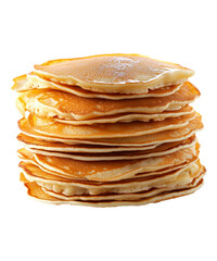 Pancakes on transparent background. A flat cake, often thin and round, prepared from a starch-based batter and cooked on a hot surface.
