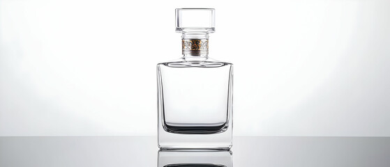 Clear Square Glass Perfume Bottle On White Background