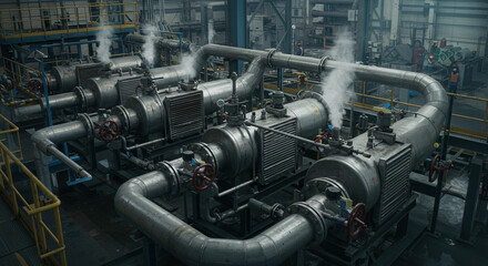 Industrial machinery production line.
