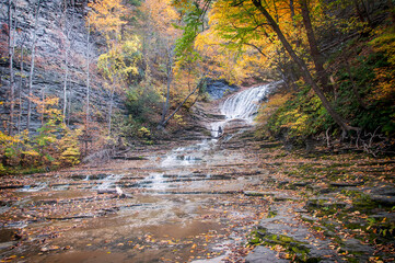 buttermilk falls state park and waterfalls in autumn