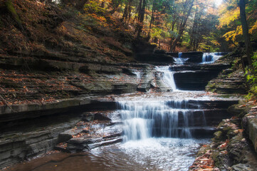 buttermilk falls state park and waterfalls in autumn
