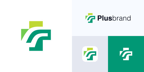 Plus logo icon design vector illustration element, Creative modern cross symbol for medical health care center, hospital and business company, brand identity, Growth sign for idea concept style