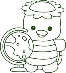 Outline of Kawaii japanese mythology Kappa sticker cute.
Coloring pages of Cute kappa mascot ghost japanese.