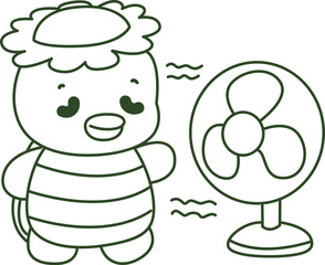 Outline of Kawaii japanese mythology Kappa sticker cute.
Coloring pages of Cute kappa mascot ghost japanese.