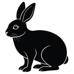 Rabbit Silhouette Detailed Vector Black and White