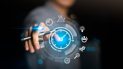 time management concept and business planning ,Using technology to remind appointments ,Process...