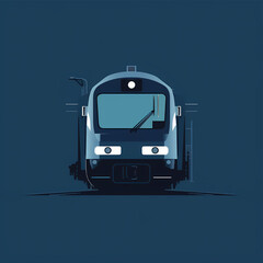 Modern Train Transportation: A sleek, streamlined train is depicted in a clean, modern style, highlighting its powerful presence and efficient design against a dark backdrop.