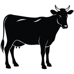 Abstract Cow Silhouette Black and White Minimalist