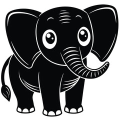 Large Eyed Cat Cartoon Black and White Design