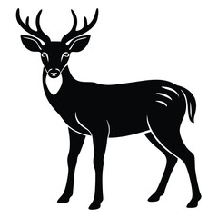 Deer Silhouette Black and White Minimalist Art