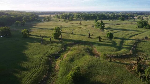 Aerial view of the Rogalin Landscape Park, Poland.	
