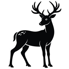 Stag Silhouette Majestic Deer Black and White