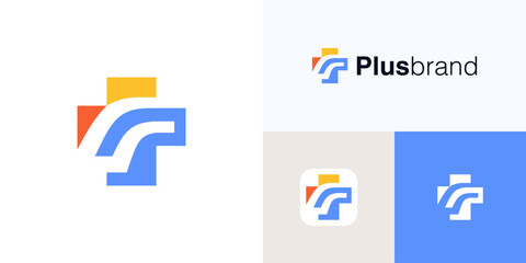 Plus logo icon design vector illustration element, Creative modern cross symbol for medical health care center, hospital and business company, brand identity, Growth sign for idea concept style
