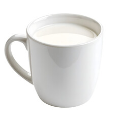 Obraz premium Warm Milk in Mug: A comforting mug of warm milk, perfect for a cozy evening or a relaxing morning. The creamy white milk fills the simple white mug, inviting and serene.