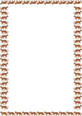 Wild cat silhouette border silhouette border. Big cat banner with wild animal on white background
