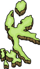 Ilustrasi Peta Kartun Isometrik Pulau Halmahera, Kepulauan Indonesia