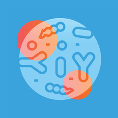 Gut microbiome color flat icon for digital and print projects. Microscopic probiotics.