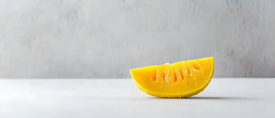 Bright Yellow Fruit Slice Against Light Background
