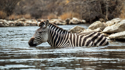 zebra in the water