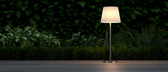 Stylish Outdoor Garden Lamp With White Lamp Shade