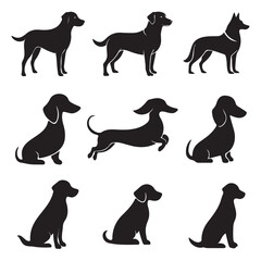 Dachshund Dog collection silhouette black vector on white background