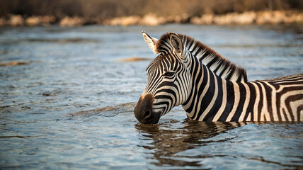 zebra in water