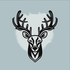 Fototapeta premium Stylized Deer Head Illustration In Black And White Against A Soft Gradient Background