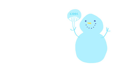 暑さ対策、熱中症対策、水分補給を応援する雪だるま、夏のイメージカット