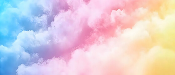 Pastel Sky With Fluffy Clouds