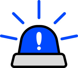 Black Line Siren Icon Blue Color