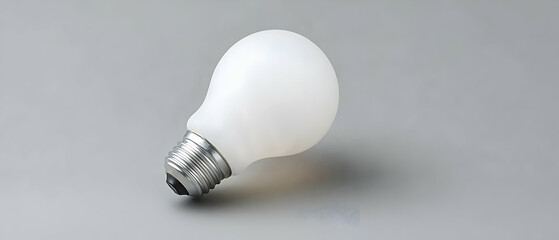 Single White Lightbulb On Gray Background