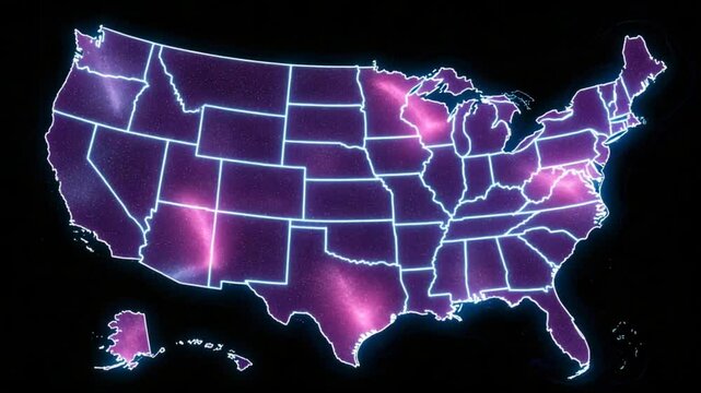 Illuminated States: A vibrant digital map of the USA showcasing population density
