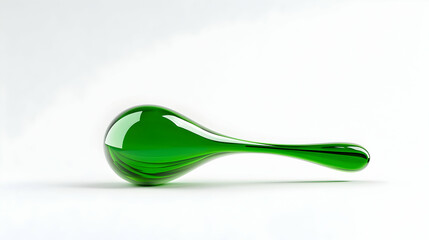 Green Glass Droplet Shaped Object On White Background
