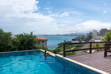 Swimming pool with stair and water pool at hotel