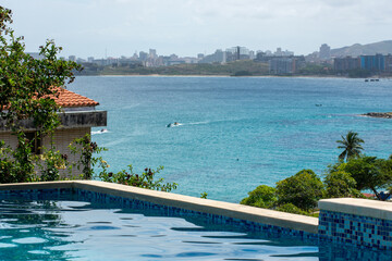 Swimming pool with stair and water pool at hotel