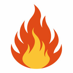 Fire Flame Icon – Burning Heat, Energy, Danger, Campfire, Vector Illustration