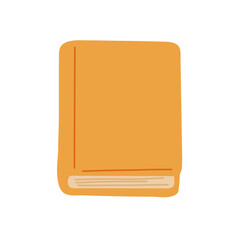 Minimalist vector illustration of an orange book, symbolizing knowledge and education. Ideal for educational themes, literature blogs, and creative book covers.
