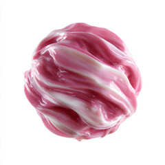 a pink and white swirly ball of candy