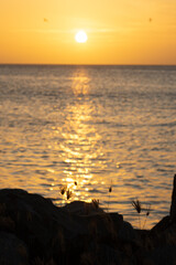 Sunset in front of the sea in Juan Griego, Venezuela