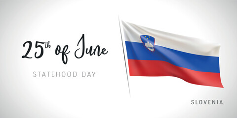 Slovenia statehood day vector banner, greeting card