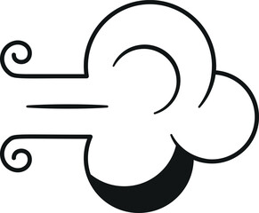 Windy weather forecast black-and-white vector illustration