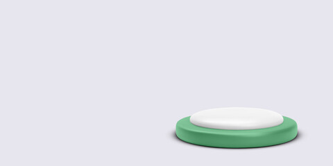Green Winter Podium with Snowy Top, Perfect for Christmas Product Presentation, Holiday Branding Scenes, or Seasonal Display Design. Clean Festive Style. Vector Illustration.