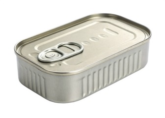Closed fish or food tin can, isolated PNG