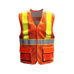 visibility safety vest isolated on a transparent background, in a PNG format