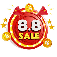 8.8 flash sale Promotion 3D Rendering